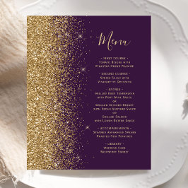 Budget Lila Guld Bröllop Glitter Menu