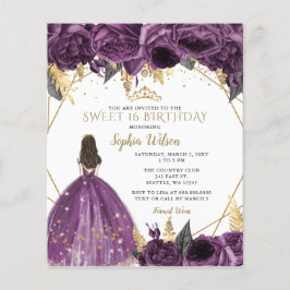 Budget Lila Guld Princess Sweet 16:e inbjudan