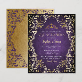 Budget Lila Guld Tiara Quinceañera-inbjudan