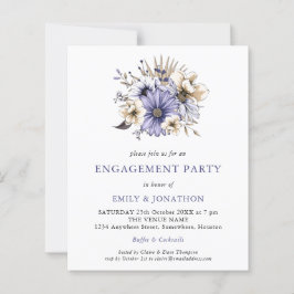 BUDGET Lila Kräm Blommig Förlovningsfest Inbjudan