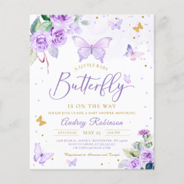 Budget Lila Little Butterfly Baby Shower Inbjudan