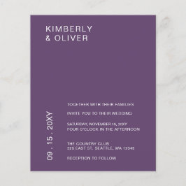 Budget Lila Modern bröllopsinbjudan