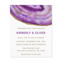 Budget Lila och Guld Agate bröllopsinbjudan