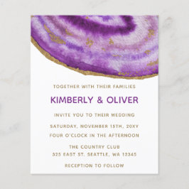 Budget Lila och Guld Agate bröllopsinbjudan