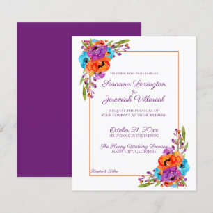 BUDGET Lila Orange Blommigt Watercolor Bröllop