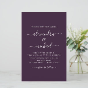 Budget Lila Plum Bröllop Modern Typografi