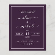 Budget Lila Plum Bröllop Modern Typografi Flyer