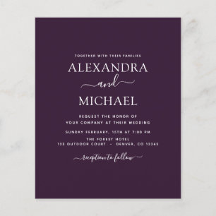 Budget Lila Plum Bröllop Modern Typografi Flygblad