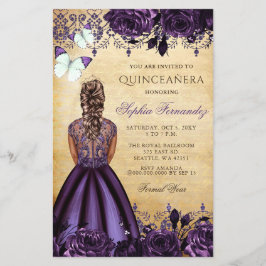 Budget Lila Princess Quinceañera-inbjudan