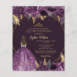 Budget Lila Princess Quinceañera-inbjudan