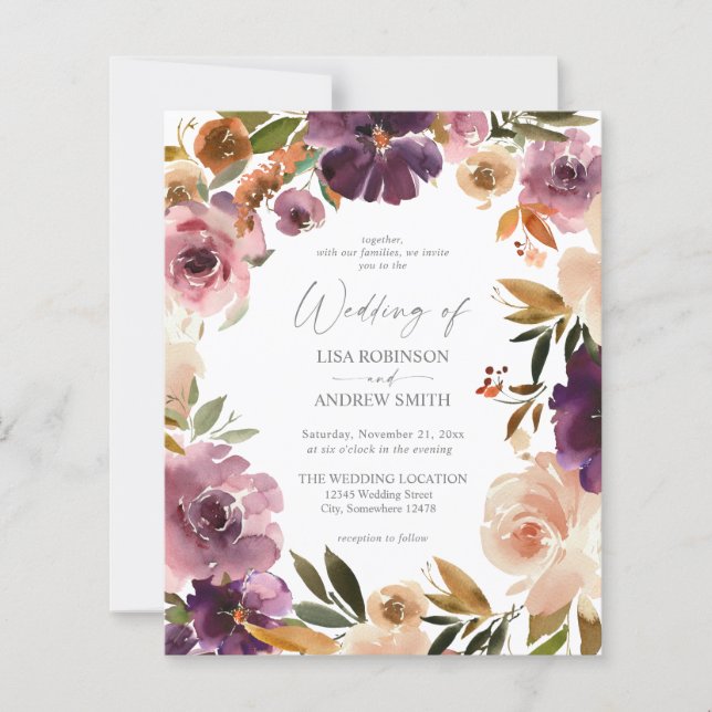 Budget Lila & Rosa  Blommigt Bröllop (Framsida)
