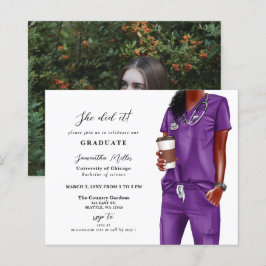Budget Lila Scrubs Nurse Photo Studenten Inbjudan