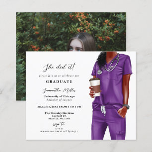 Budget Lila Scrubs Nurse Photo Studenten Inbjudan