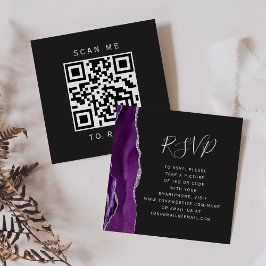 Budget Lila Silver Agat Bröllops QR-kod RSVP Tilläggskort