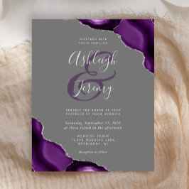 Budget Lila Silver Agat Grå Bröllopsinbjudan