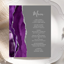 Budget Lila Silver Agate Grått Bröllop Menu