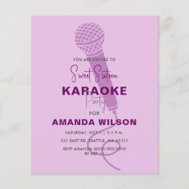 Budget Lila Sweet 16 Karaoke Party-inbjudan