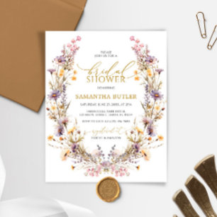 Budget Lila Vilda Blommor Bröllopsdusch Inbjudan