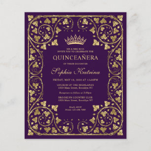 Budget Lila Violet Blommigt Guld Tiara Quinceanera