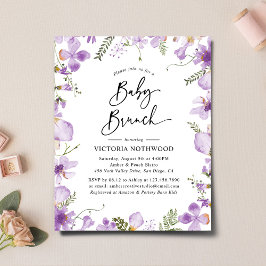 Budget Lila Wildblommor Baby Brunch-inbjudan