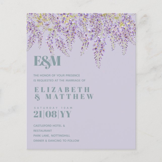 BUDGET Lila Wisteria Sage Blommigt Garden Wedding (Framsida)