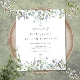 Budget Lilac Greenery Blommig Bröllopsinbjudan