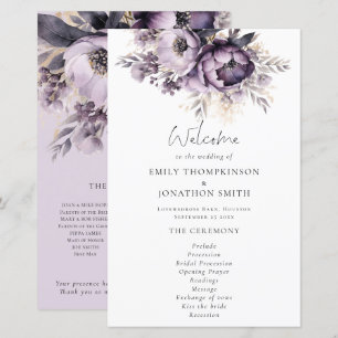 Budget Lilac Lila Blommigt Bröllopsprogram
