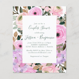 Budget Lilac Rosa Blommigt Rand Par Shower