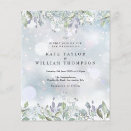 Budget Lilaf Blommig Vinter Bröllopsinbjudan