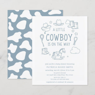 Budget Lille Cowboy Pojke Bebis Shower Inbjudan