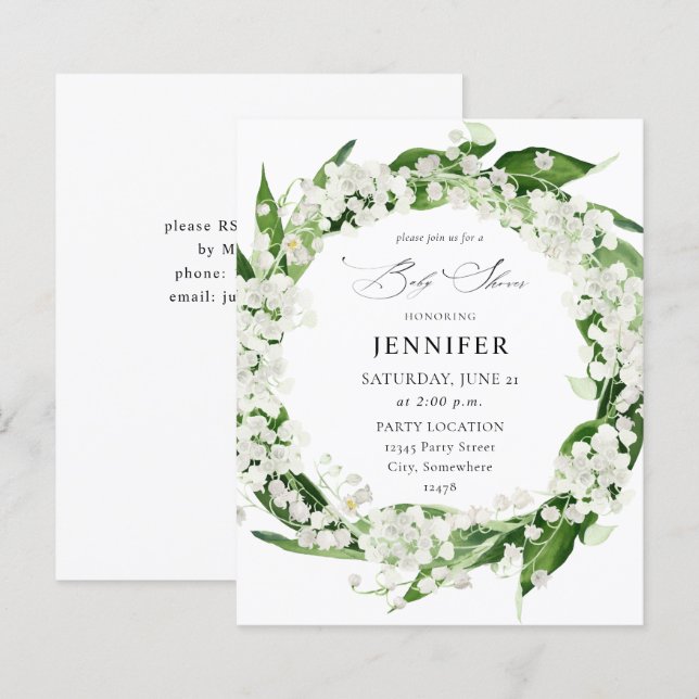 Budget Lily of the Valley Blommigt Baby Shower (Fram/baksida)