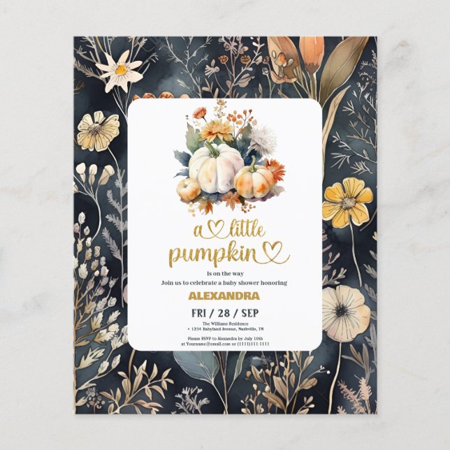 Budget Liten pumpa höst baby shower Flygblad (Framsidan)