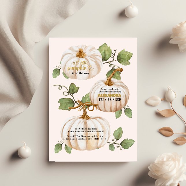 Budget Liten pumpa höst vattenfärg baby shower Reklamblad (Skapare uppladdad)