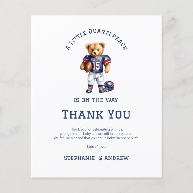 Budget Liten Quarterback På Väg Baby Shower (Framsida)