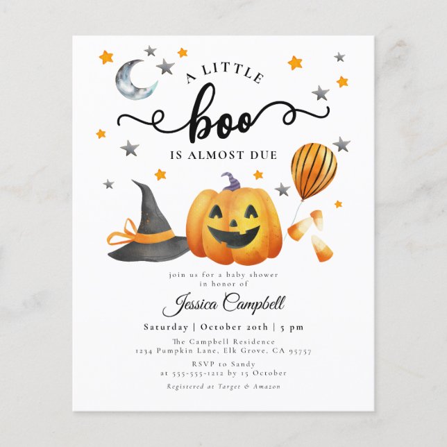 Budget Little Boo Halloween Pumpkin Baby Shower (Framsida)
