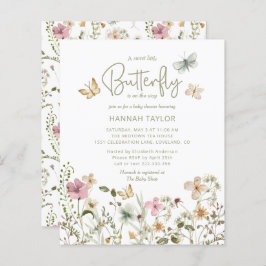 Budget Little Butterfly Girl Baby Shower Inbjudan