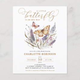 Budget Little Butterfly Rosa Baby Shower Inbjudan