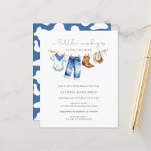 Budget Little Cowboy Boy Baby Shower-inbjudan