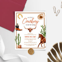 Budget Little Cowboy Rodeo Baby Shower-inbjudan