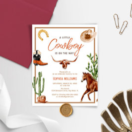 Budget Little Cowboy Rodeo Baby Shower-inbjudan