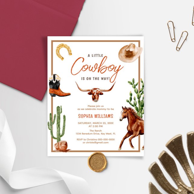 Budget Little Cowboy Rodeo Baby Shower-inbjudan (Skapare uppladdad)