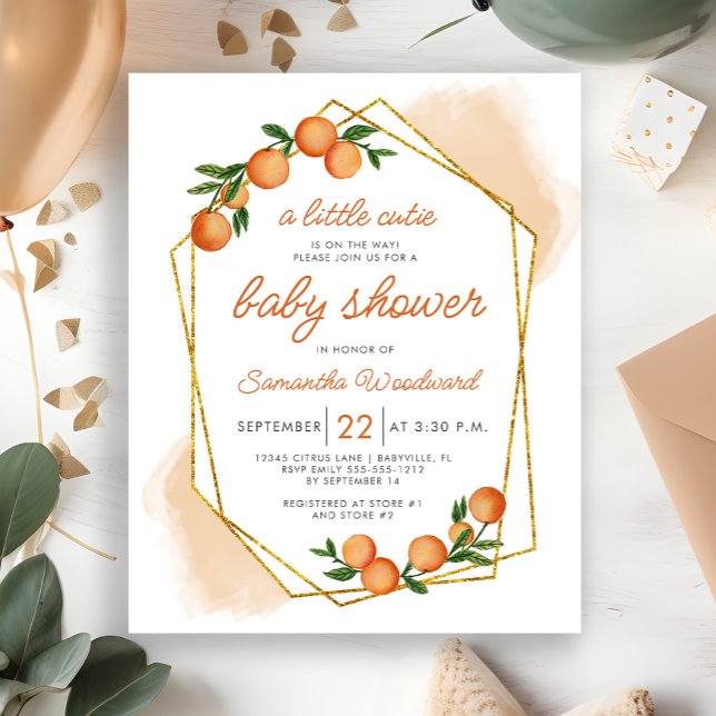 Budget Little Cutie Citrus Baby Shower-inbjudan (Skapare uppladdad)