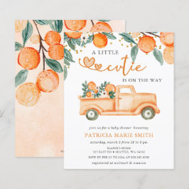 Budget Little Cutie Orange Baby Shower-inbjudan
