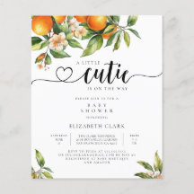 Budget Little Cutie Orange Baby Shower-inbjudan