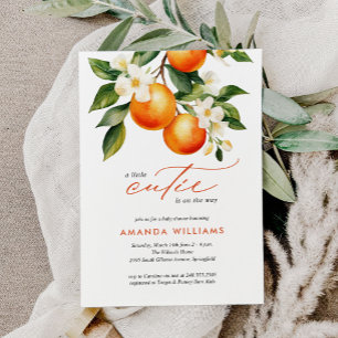 Budget Little Cutie Orange Clementine Baby Shower Inbjudningar