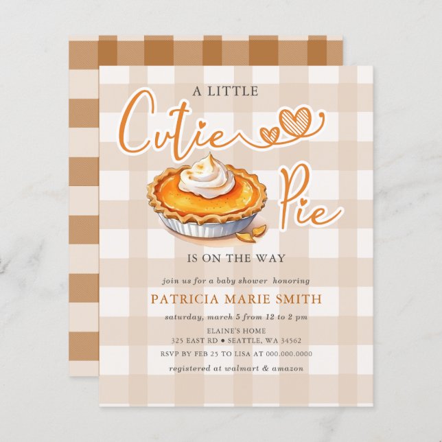 Budget Little Cutie Paj Pumpkin Paj Baby Shower (Fram/baksida)