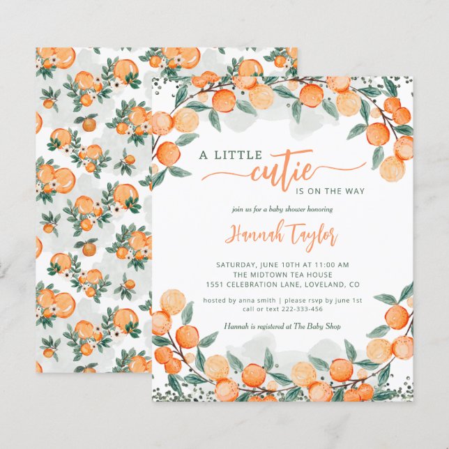 Budget Little Cutie Summer Baby Shower-inbjudan (Fram/baksida)