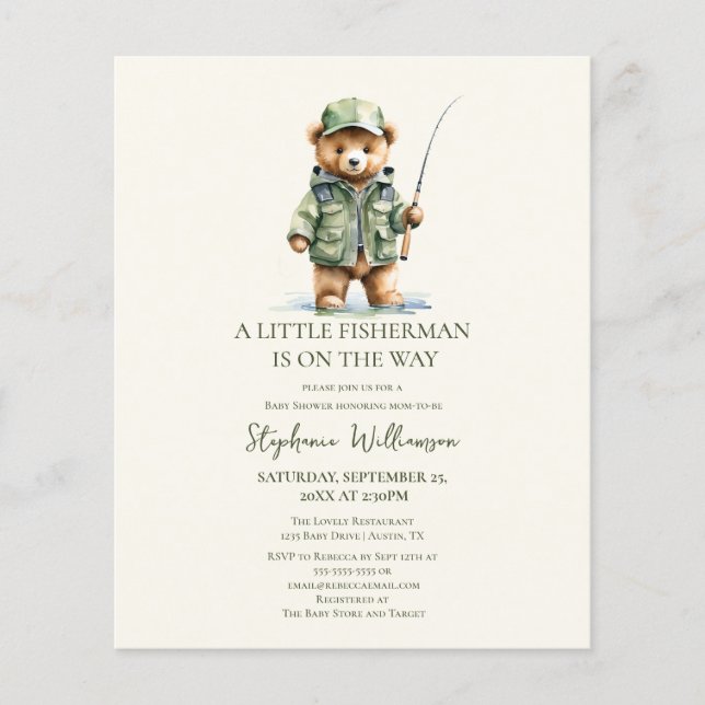 Budget Little Fisherman Fisheries Bear Baby Shower (Framsida)