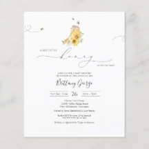 Budget Little Honungsbee Baby Shower-inbjudan