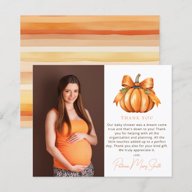 Budget Little Pumpkin Baby Shower Tack (Fram/baksida)
